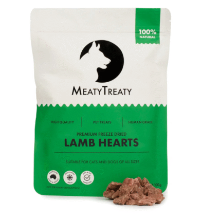 MEATY TREATY CAT & DOG TREATS LAMB HEARTS 100G